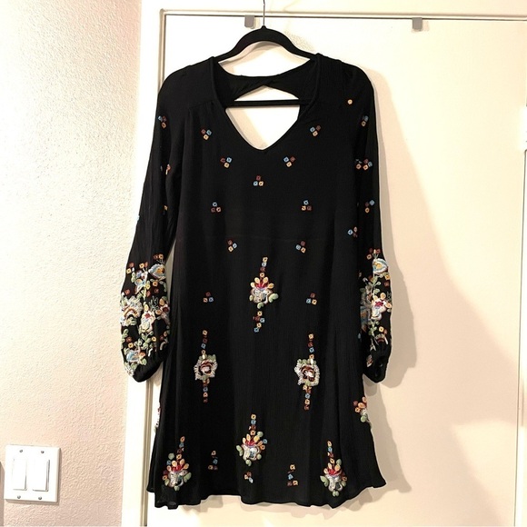 Free People Oxford Floral Embroidered Multicolor Black Dress - Picture 3 of 7